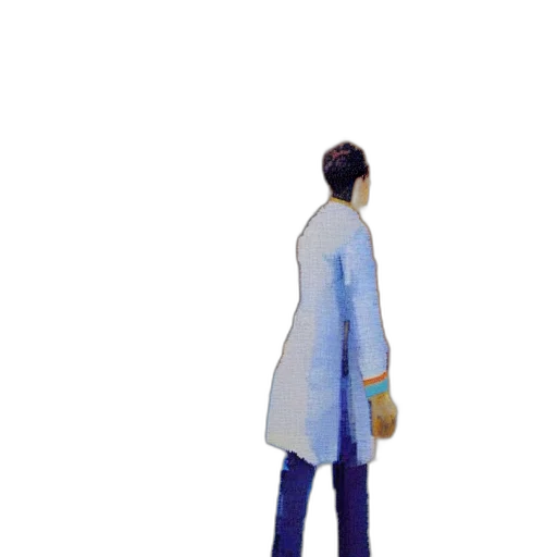 jacket, robot, staff, umbrella, 3d render, concept art, vaporwave, pixel art transparent PNG cut-out