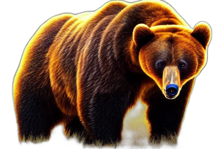 animal, creature, photorealistic, concept art, 3d render, watercolor, golden, bear transparent PNG cut-out