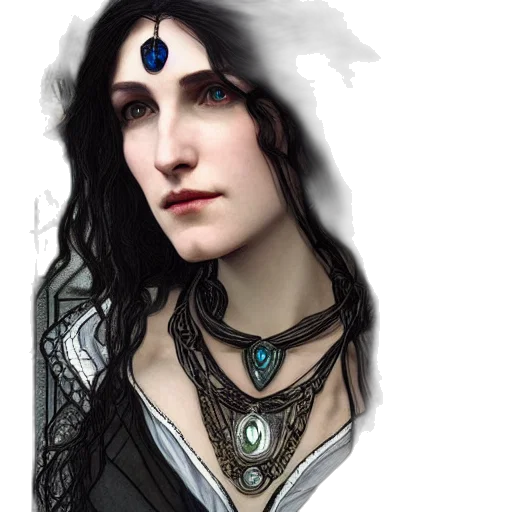 jewelry, face, fantasy art, concept art, photorealistic, comic book art, dark, monochrome transparent PNG cut-out