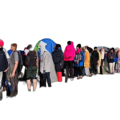 umbrella, people, waiting, line transparent PNG cut-out