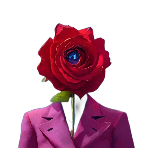 flower, jacket, dress, mask, 3d render, concept art, pixel art, vaporwave transparent PNG cut-out