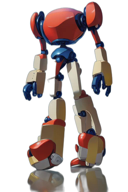 robot, weapon, 3d render, concept art, pixel art, anime, blue, metabots transparent PNG cut-out