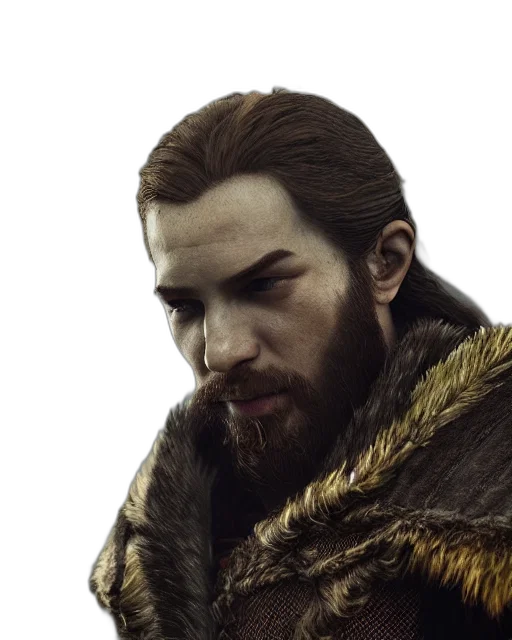 face, hair, staff, photorealistic transparent PNG cut-out