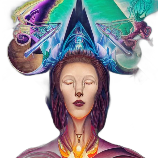 crown, face, mask, concept art, fantasy art, outer space, colorful, virtuoso transparent PNG cut-out
