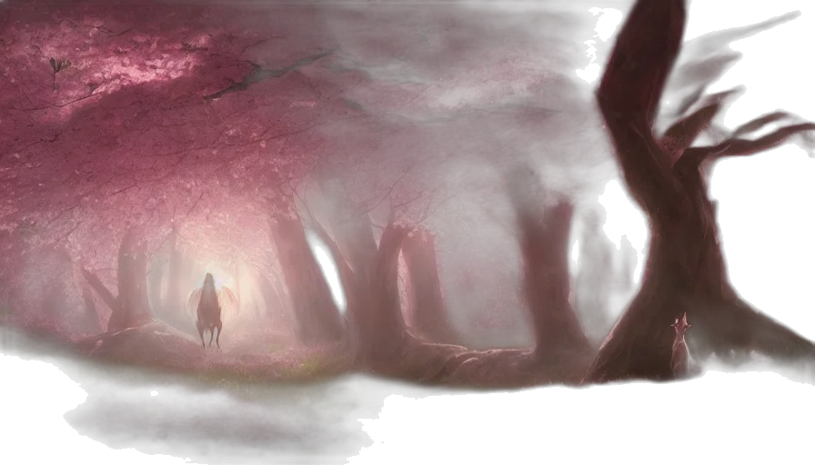 creature, concept art, fantasy art, photorealistic, 3d render, fog, forest, outer space transparent PNG cut-out
