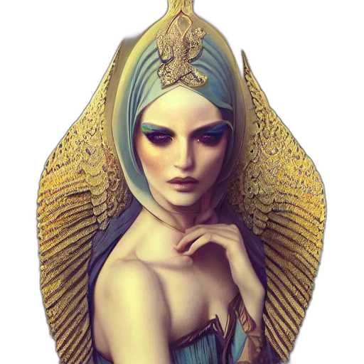 jewelry, mask, crown, face, fantasy art, concept art, photorealistic, oil painting transparent PNG cut-out