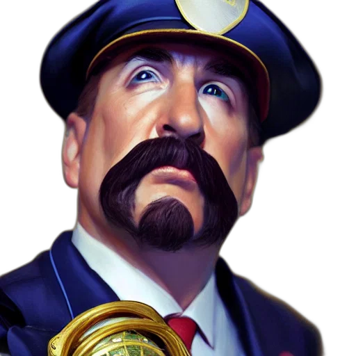 staff, face, hat, concept art, photorealistic, comic book art, cartoon, mario transparent PNG cut-out