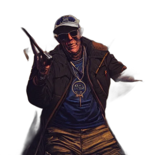 jacket, staff, weapon, hat transparent PNG cut-out
