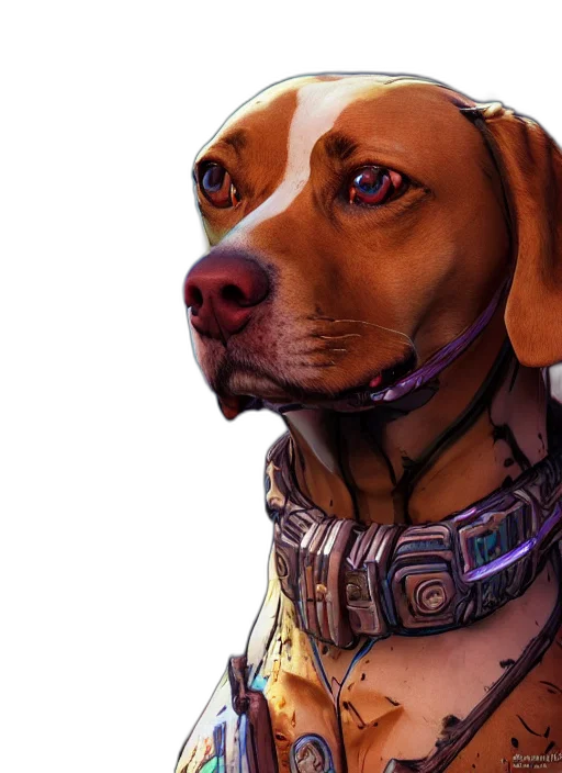 robot, animal, staff, face, cyberpunk, concept art, 3d render, photorealistic transparent PNG cut-out