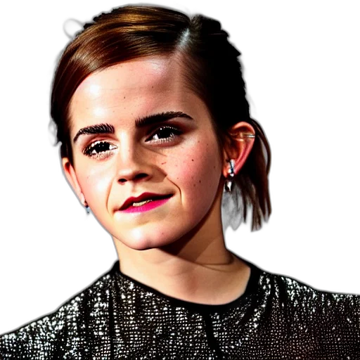 face, hair, photorealistic, cartoon, emma, watson, telephone, her transparent PNG cut-out
