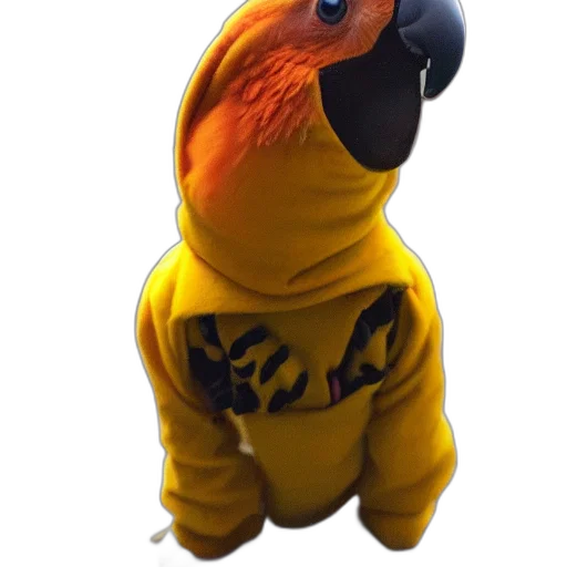 animal, jacket, creature, staff, 3d render, concept art, photorealistic, parakeet transparent PNG cut-out