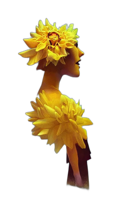 crown, flower, dress, staff, 3d render, photorealistic, concept art, fantasy art transparent PNG cut-out