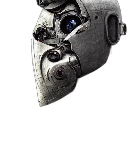 robot, mask, face, weapon, concept art, cyberpunk, photorealistic, 3d render transparent PNG cut-out