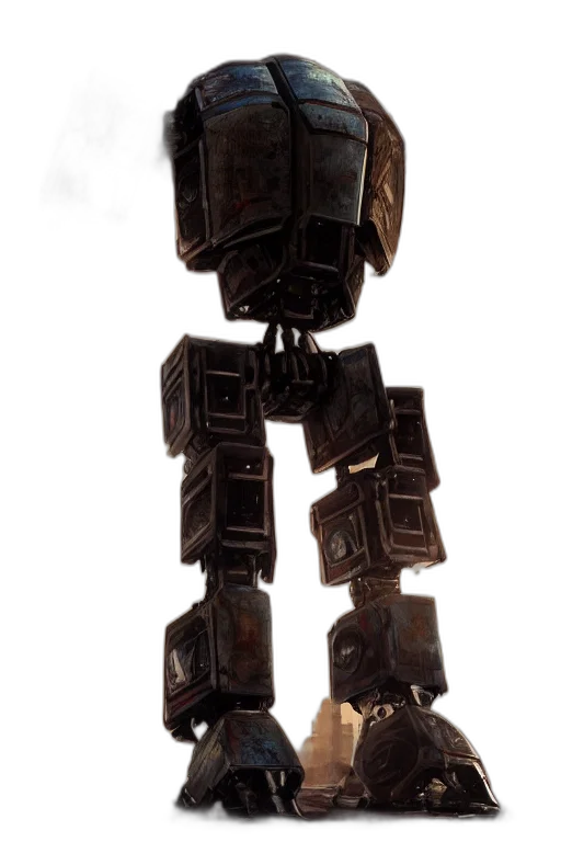 robot, staff, weapon, mask, concept art, 3d render, fantasy art, futurecore transparent PNG cut-out