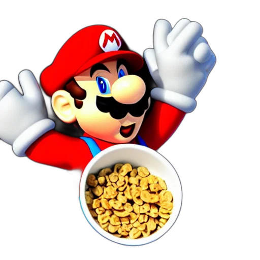 food, animal, crown, 3d render, super, mario, eating, bowl transparent PNG cut-out