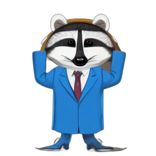 staff, cartoon, concept art, pixel art, 3d render, anthropomorphic, racoon, chibby transparent PNG cut-out