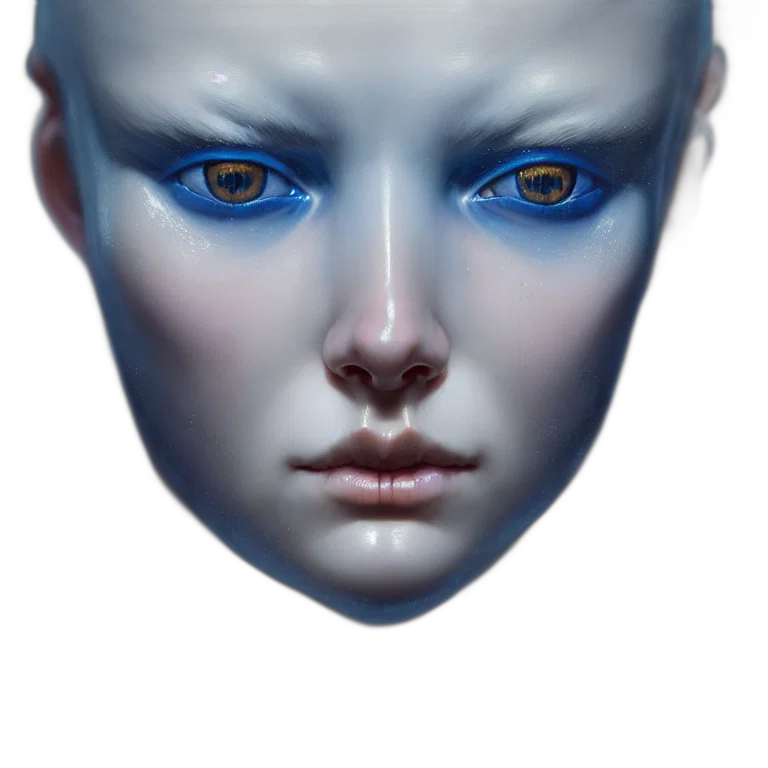 face, mask, robot, jewelry, photorealistic, 3d render, concept art, fantasy art transparent PNG cut-out