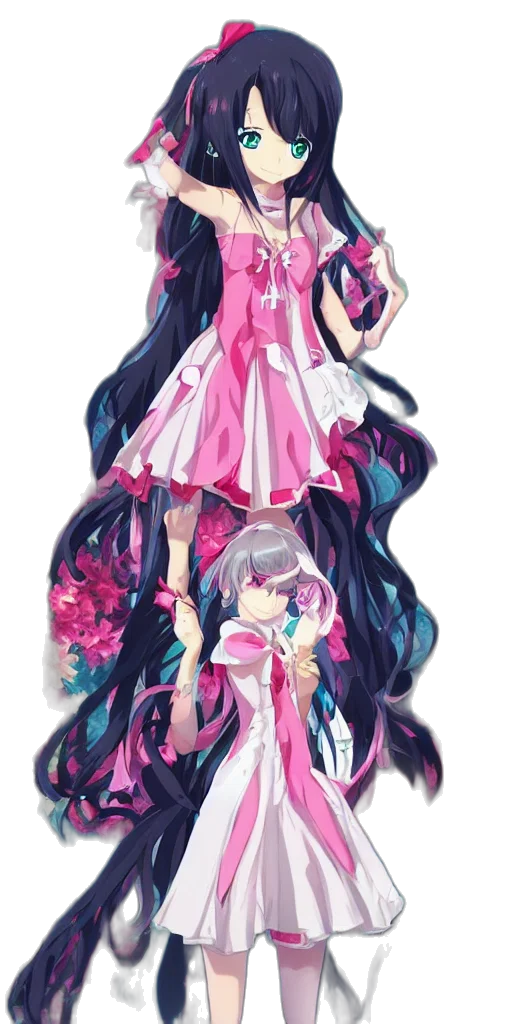 dress, staff, weapon, concept art, anime, pixel art, vaporwave, pastel transparent PNG cut-out