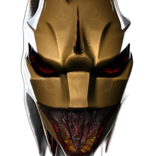 mask, face, dragon, concept art, fantasy art, 3d render, comic book art, golden transparent PNG cut-out