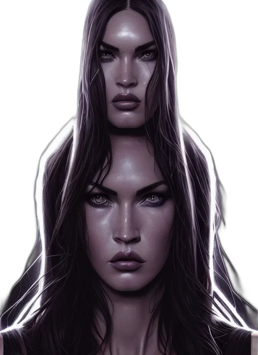 face, comic book art, concept art, fantasy art, photorealistic, dark, monochrome, symmetry transparent PNG cut-out