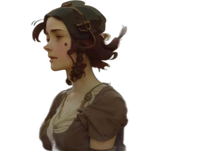 hat, face, dress, crown, concept art, fantasy art, photorealistic, oil painting transparent PNG cut-out