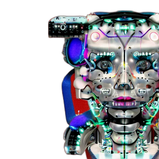 robot, face, cyberpunk, 3d render transparent PNG cut-out