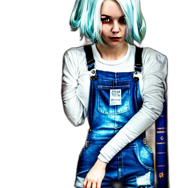 dress, jacket, robot, staff, concept art, cyberpunk, anime, comic book art transparent PNG cut-out