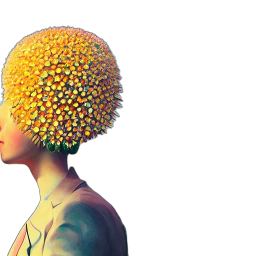 hat, crown, mask, hair, cyberpunk, concept art, 3d render, photorealistic transparent PNG cut-out