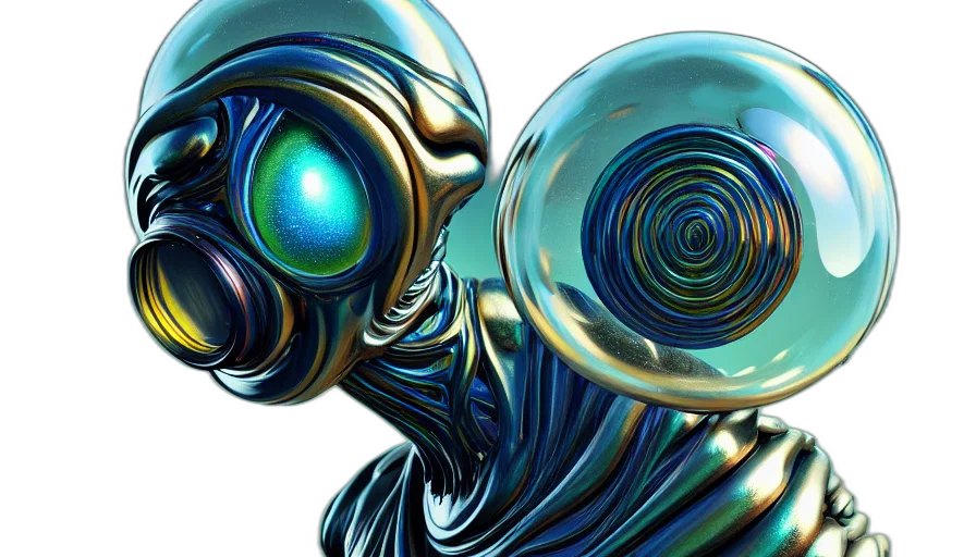 robot, mask, creature, concept art, 3d render, comic book art, cyberpunk, outer space transparent PNG cut-out