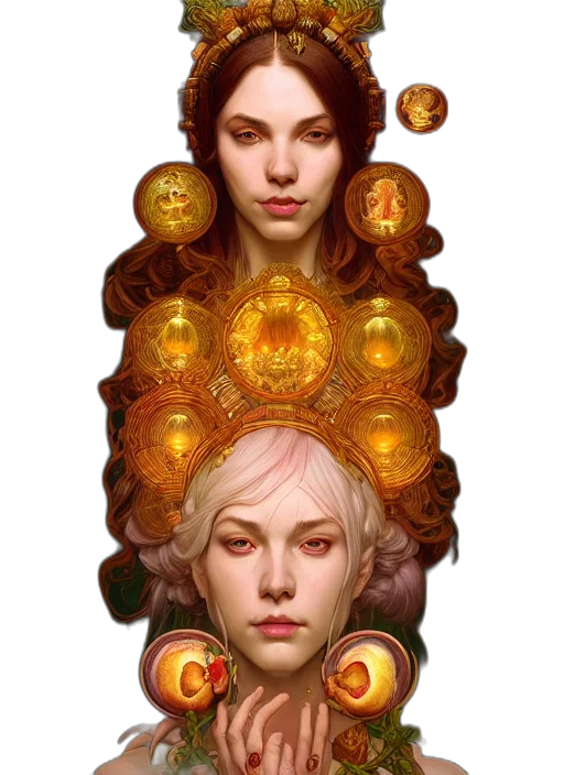 crown, jewelry, face, mask, concept art, fantasy art, pixel art, photorealistic transparent PNG cut-out