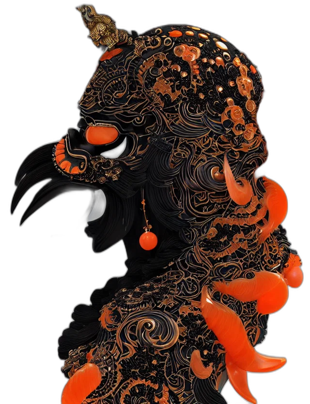 mask, dragon, face, jewelry, 3d render, concept art, fantasy art, photorealistic transparent PNG cut-out