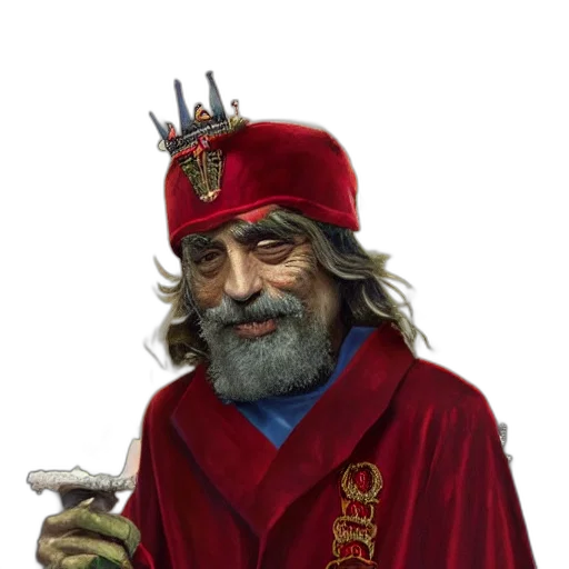 crown, staff, hat, face transparent PNG cut-out