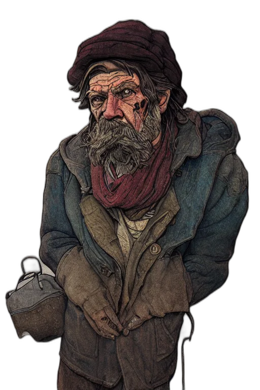 face, staff, jacket, concept art transparent PNG cut-out