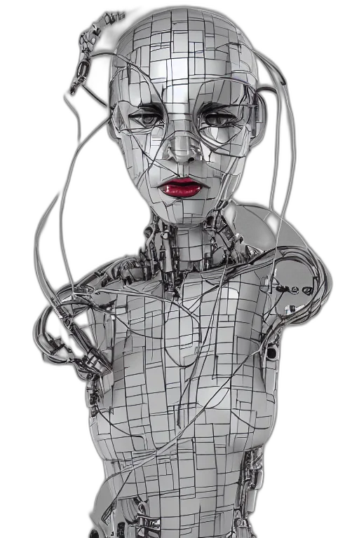 robot, mask, face, dress, cyberpunk, concept art, comic book art, 3d render transparent PNG cut-out