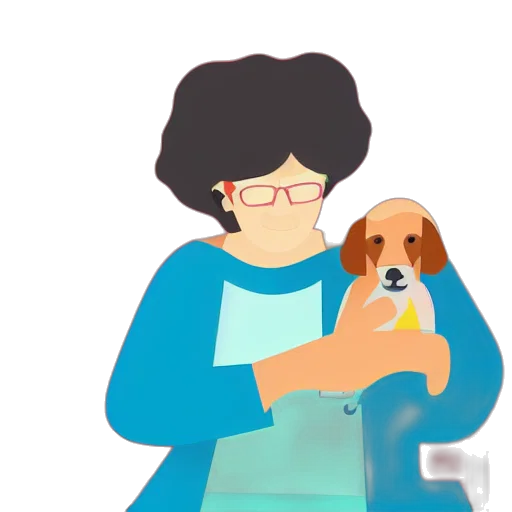 cartoon, concept art, flat, design, illustration, grandma, dog, using transparent PNG cut-out