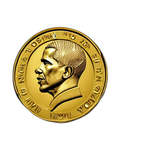 gold, coin, depicting, obama transparent PNG cut-out