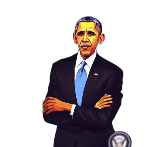 staff, face, photorealistic, 3d render, concept art, cartoon, president, obama transparent PNG cut-out