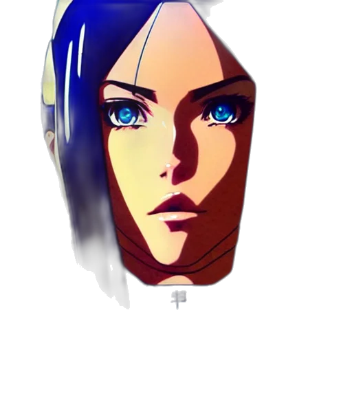 face, mask, robot, weapon, pixel art, anime, concept art, fantasy art transparent PNG cut-out