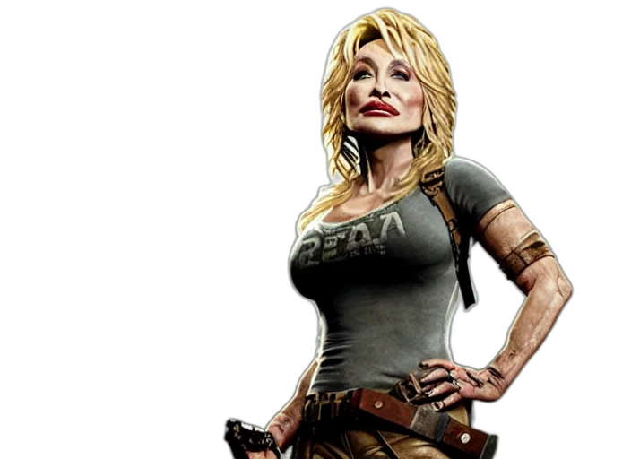 comic book art, concept art, fantasy art, photorealistic, film, still, dolly, parton transparent PNG cut-out