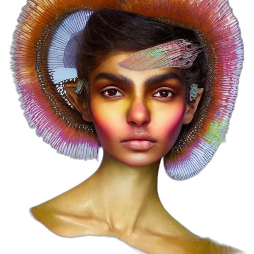 hat, face, hair, crown, fantasy art, photorealistic, concept art, cyberpunk transparent PNG cut-out