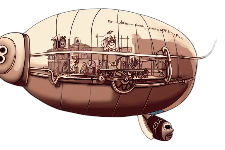 car, concept art, cartoon, photorealistic, 3d render, blimp, shape, pig transparent PNG cut-out