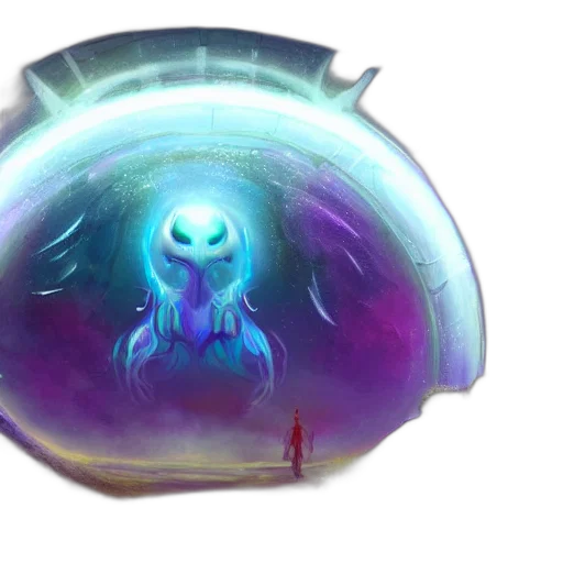 creature, mask, bottle, hair, concept art, fantasy art, 3d render, underwater transparent PNG cut-out