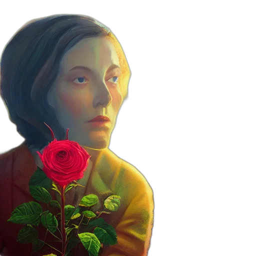 flower, face, concept art, oil painting transparent PNG cut-out