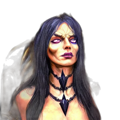 face, fantasy art, concept art, photorealistic, comic book art, dark, elf, sorceress transparent PNG cut-out
