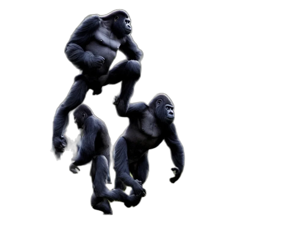 animal, creature, concept art, 3d render, photorealistic, gorilla, jumping, head transparent PNG cut-out