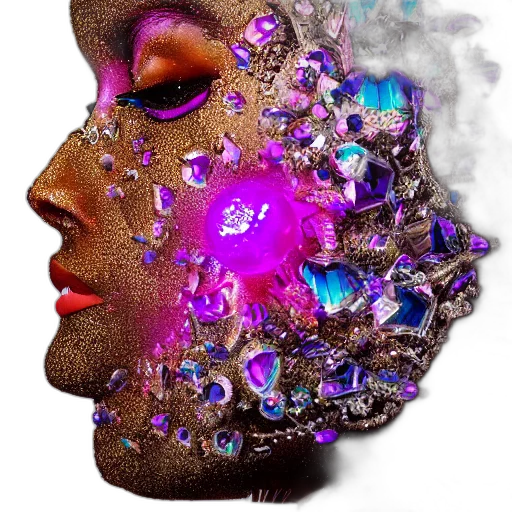 mask, face, crown, jewelry, cyberpunk, vaporwave, photorealistic, concept art transparent PNG cut-out