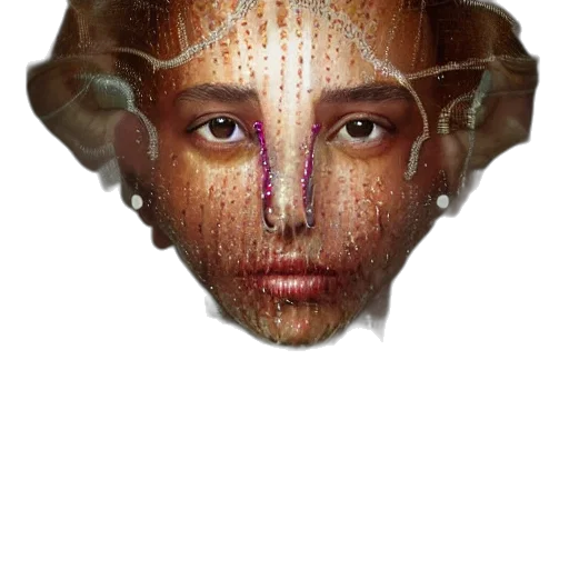 mask, face, crown, hair, photorealistic, concept art, 3d render, fantasy art transparent PNG cut-out