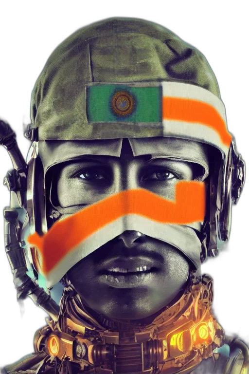 face, mask, robot, comic book art, photorealistic, concept art, cyberpunk, earth tones transparent PNG cut-out