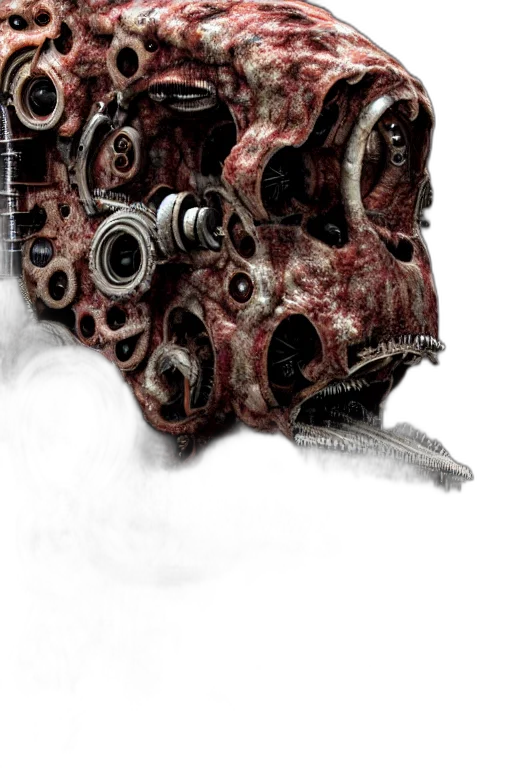 mask, robot, face, weapon, concept art, photorealistic, 3d render, comic book art transparent PNG cut-out
