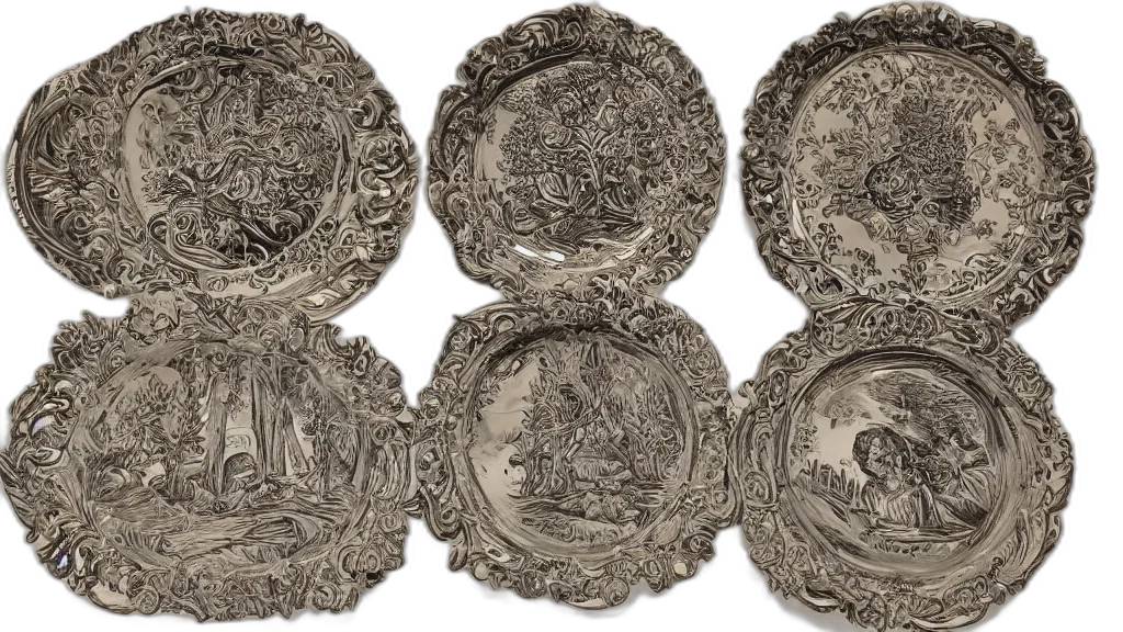 crown, plates, repousse, artwork transparent PNG cut-out